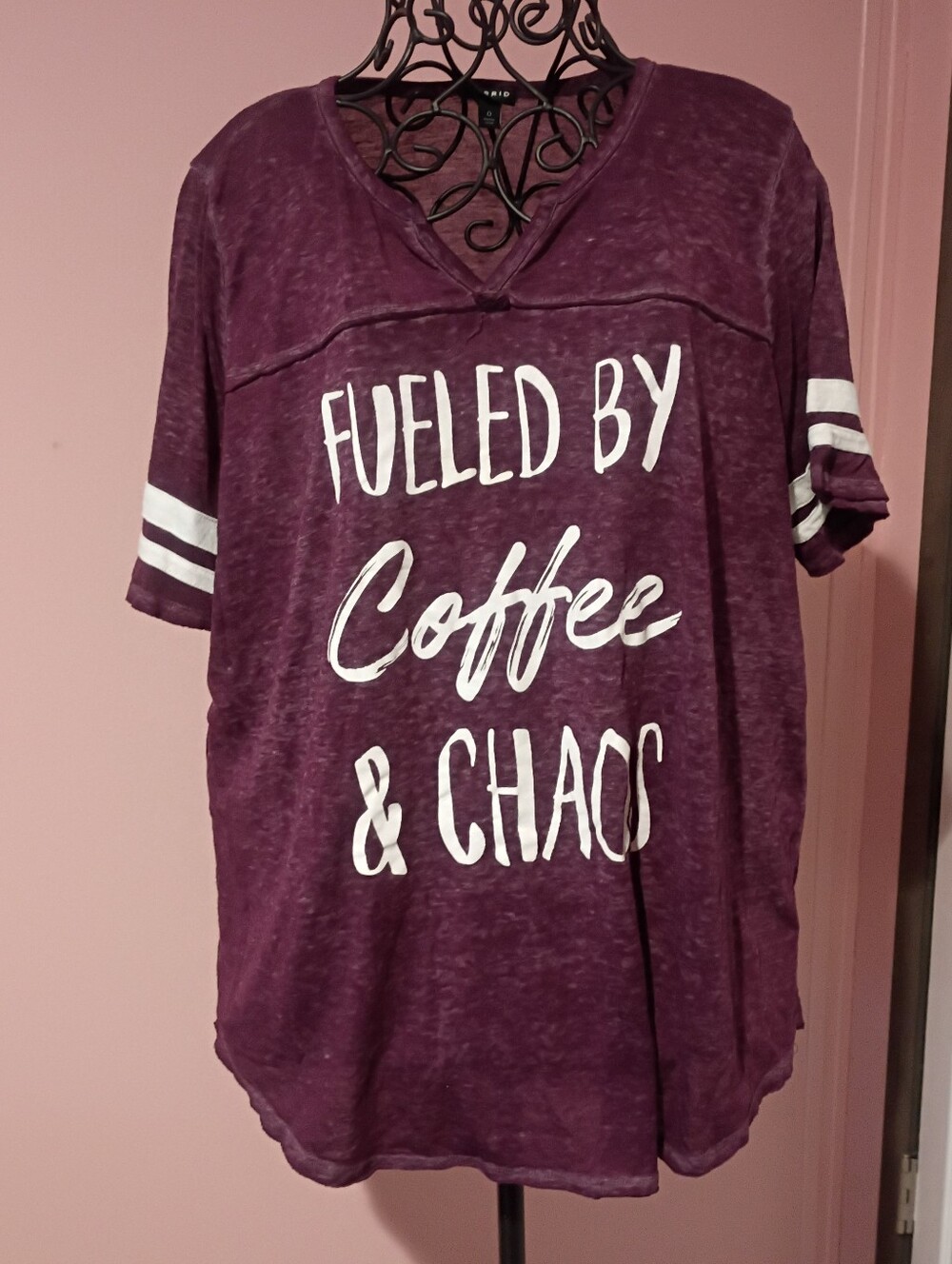 🌻 Torrid Lightweight Maroon Fueled By Coffee & Chaos Sporty Tee Size 0